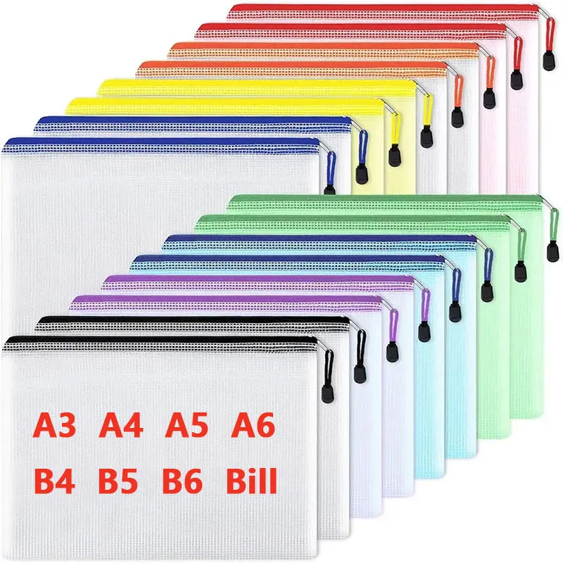 Portfolio Folder Zip - A3/A4/A5/A6 Mesh Ritszakje Documententas Waterdichte Zip