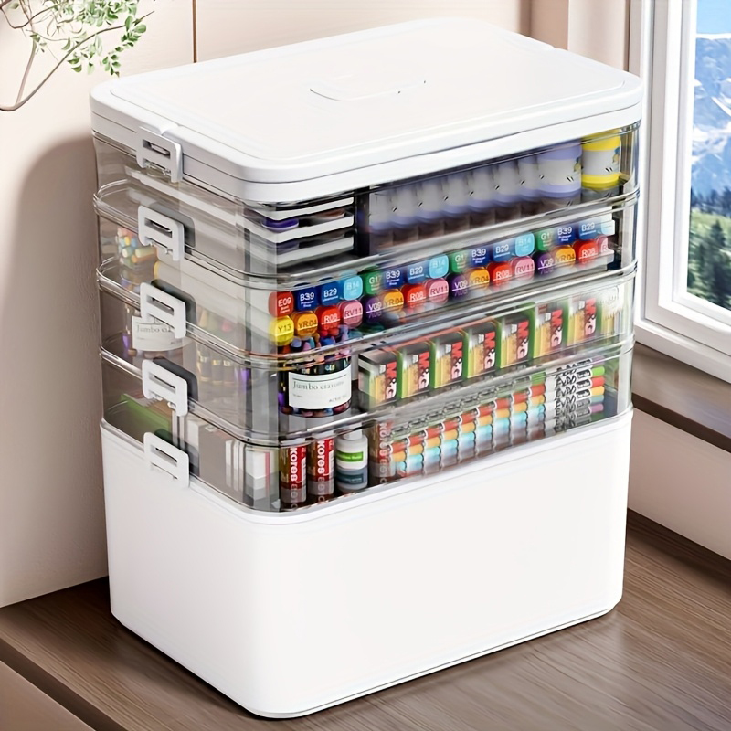 Stationery Office - Multifunctionele meerlaagse opbergbox met handvat, grote/extra