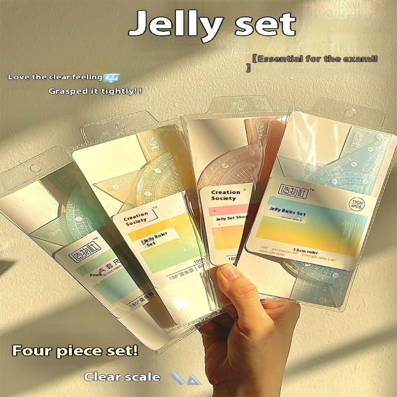 Ruler Set Transparent - 4 stks/set 15 CM Jelly Liniaal
