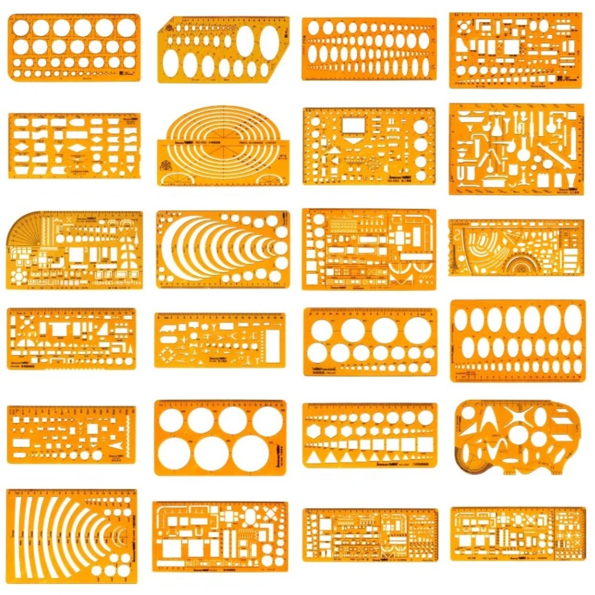 Ruler Set Transparent - Geometrische tekensjabloonset met meetliniaal - gele