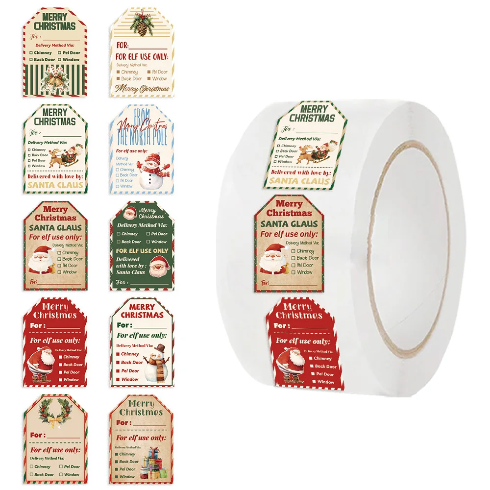 Label Printer Tape - 500 stuks kerststickers op rol, Santa