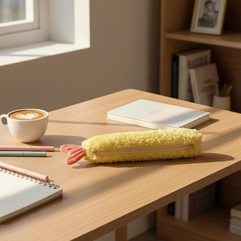 Ideal Stationery & Office Supply - Schattige Garnaalstaart Pluche Pennenhouder Kawaii Pluizige